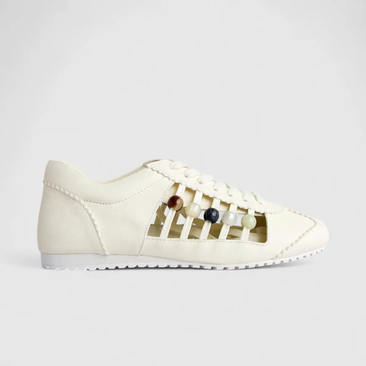 Morbido Ladies Leather Sneaker White PON004