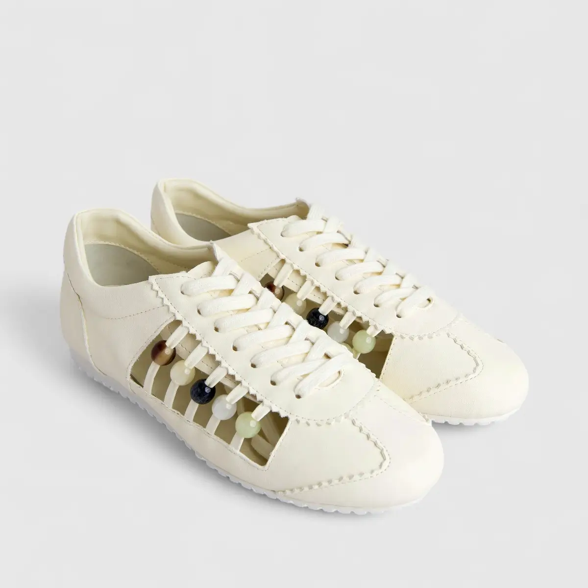 Morbido Ladies Leather Sneaker White PON004 - Image 2