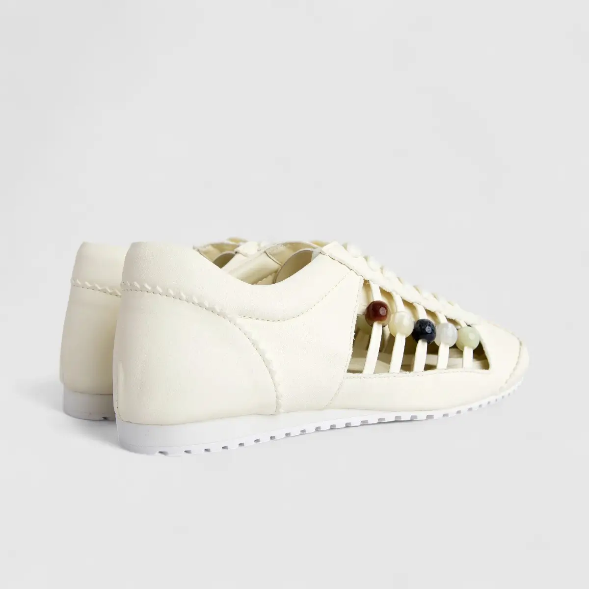 Morbido Ladies Leather Sneaker White PON004 - Image 3
