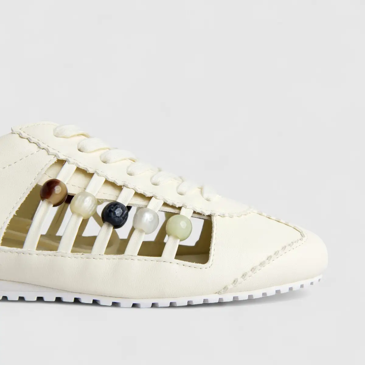 Morbido Ladies Leather Sneaker White PON004 - Image 5