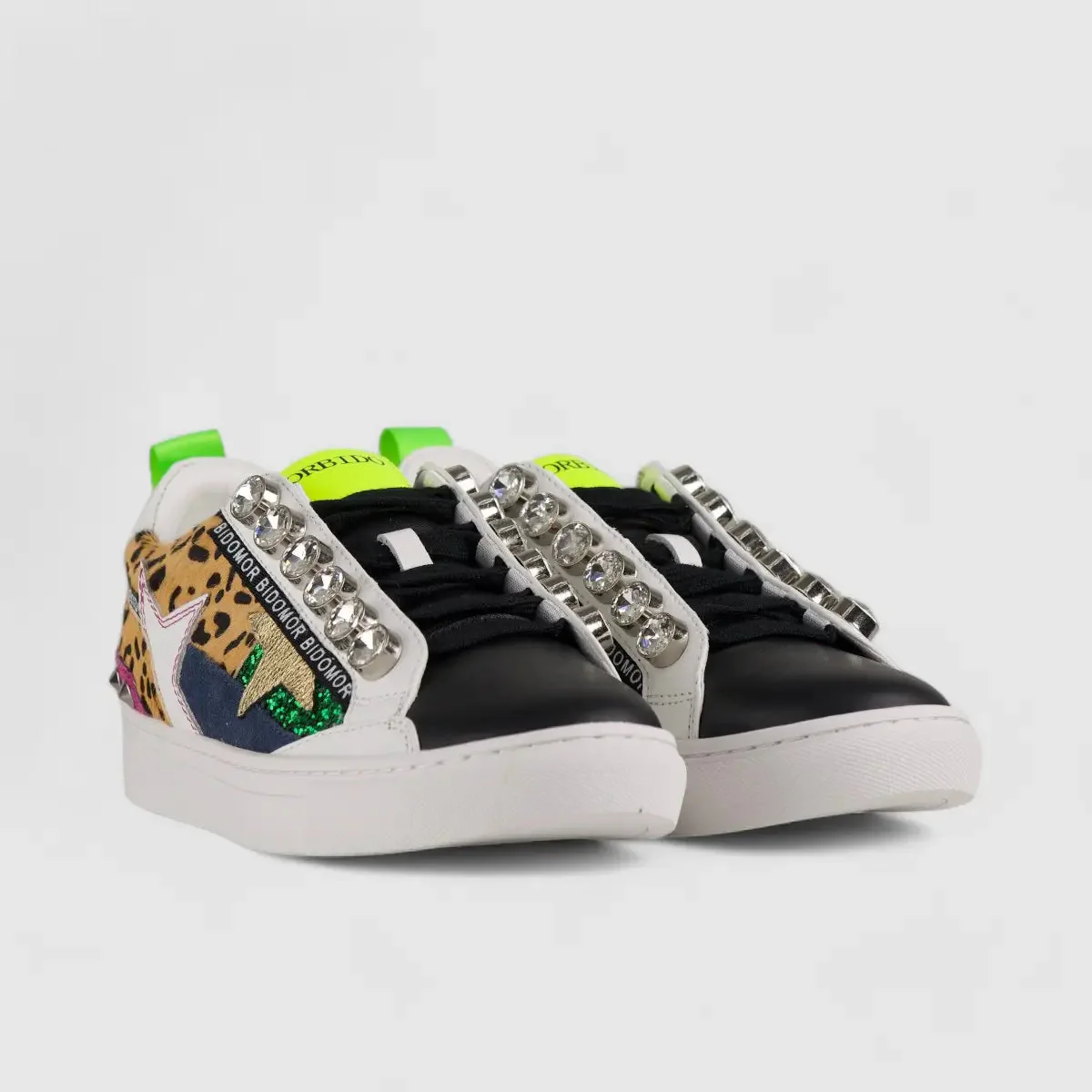 Morbido Ladies Leather Statement Sneakers Black BIL011 - Image 2