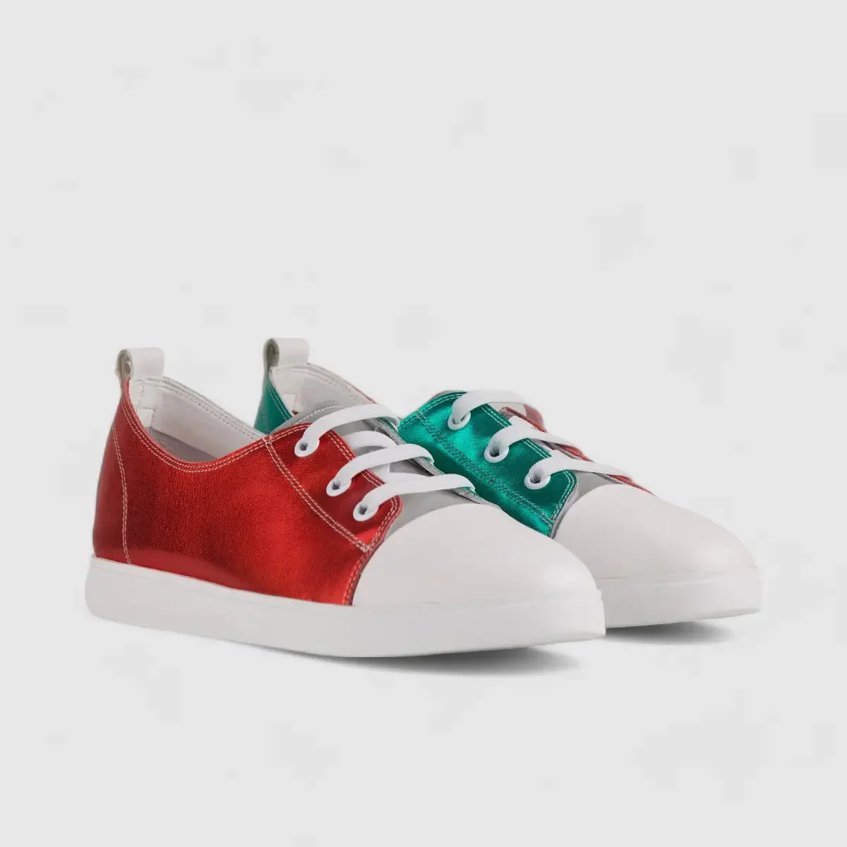 Morbido Ladies Leather Statement Sneakers Red 1719-6 - Image 2