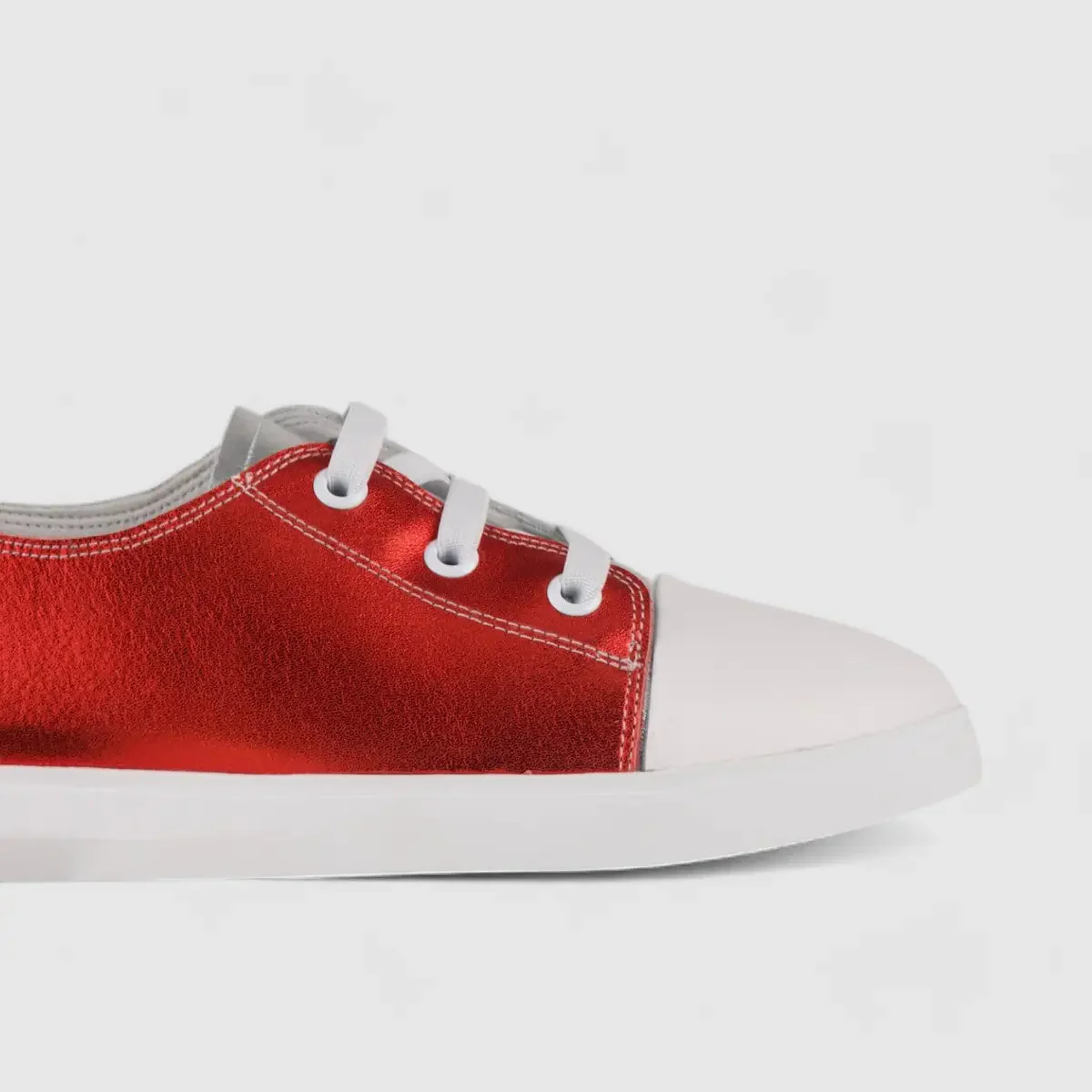 Morbido Ladies Leather Statement Sneakers Red 1719-6 - Image 5