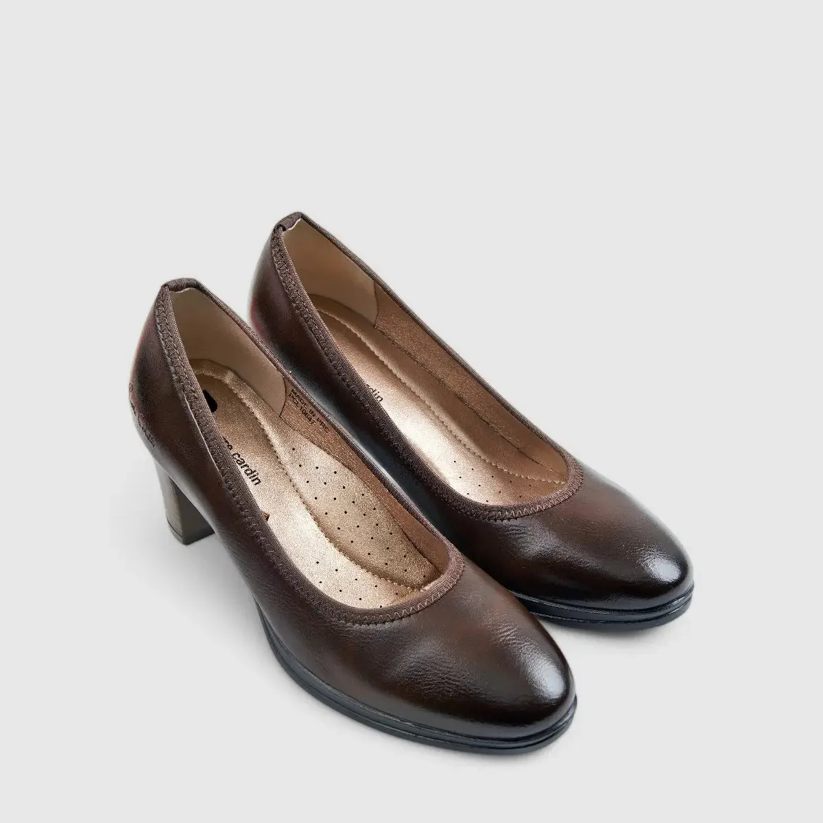 PC Dress Heel Court Shoe Brown 10647 - Image 2