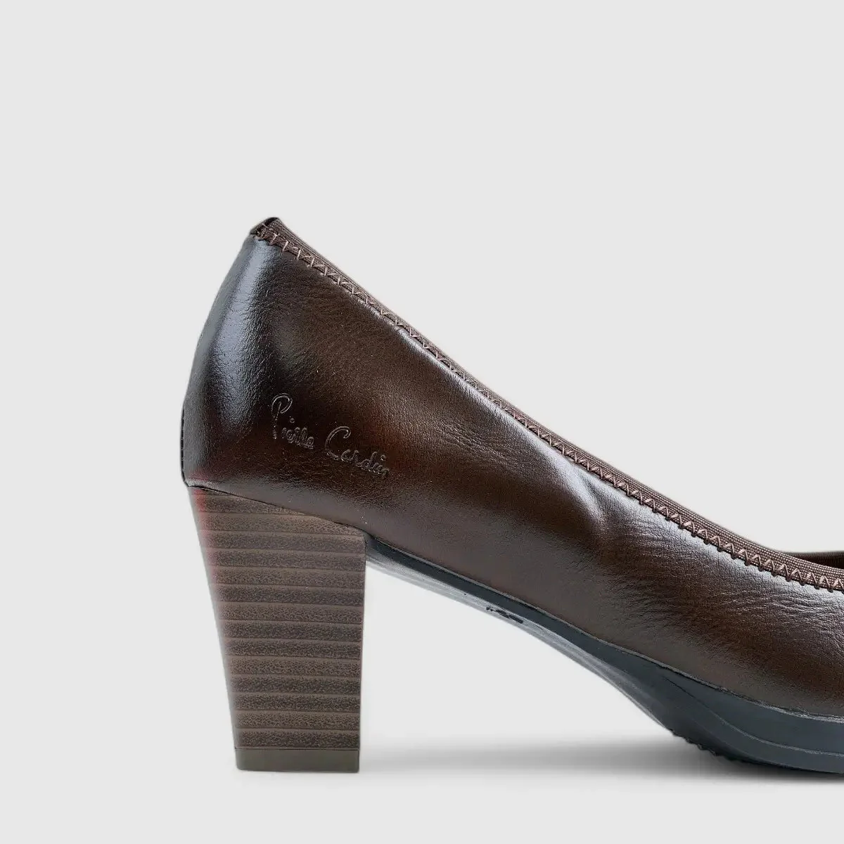 PC Dress Heel Court Shoe Brown 10647 - Image 4