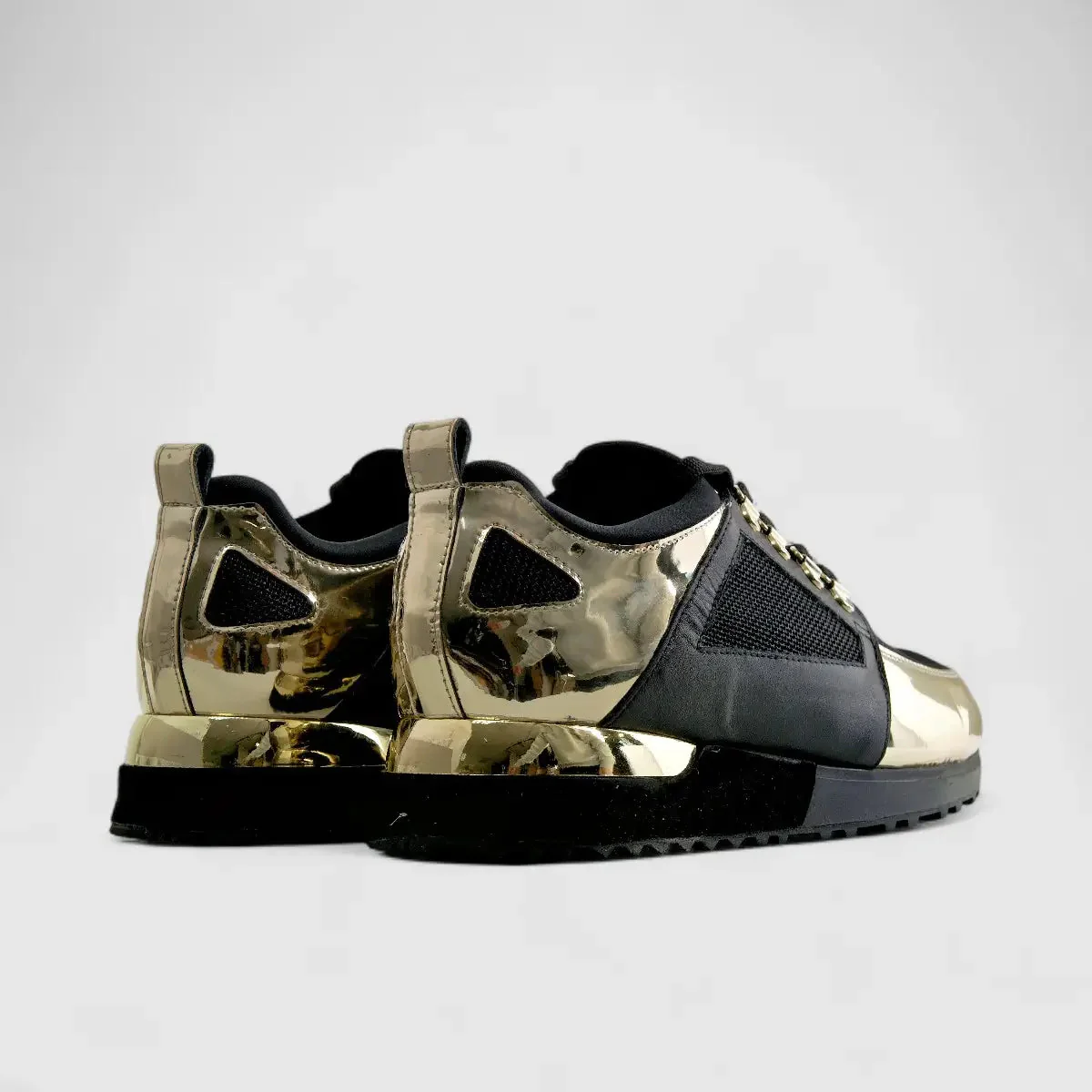 Poletto Ladies Leather Sneaker Black Gold 4257134 - Image 3