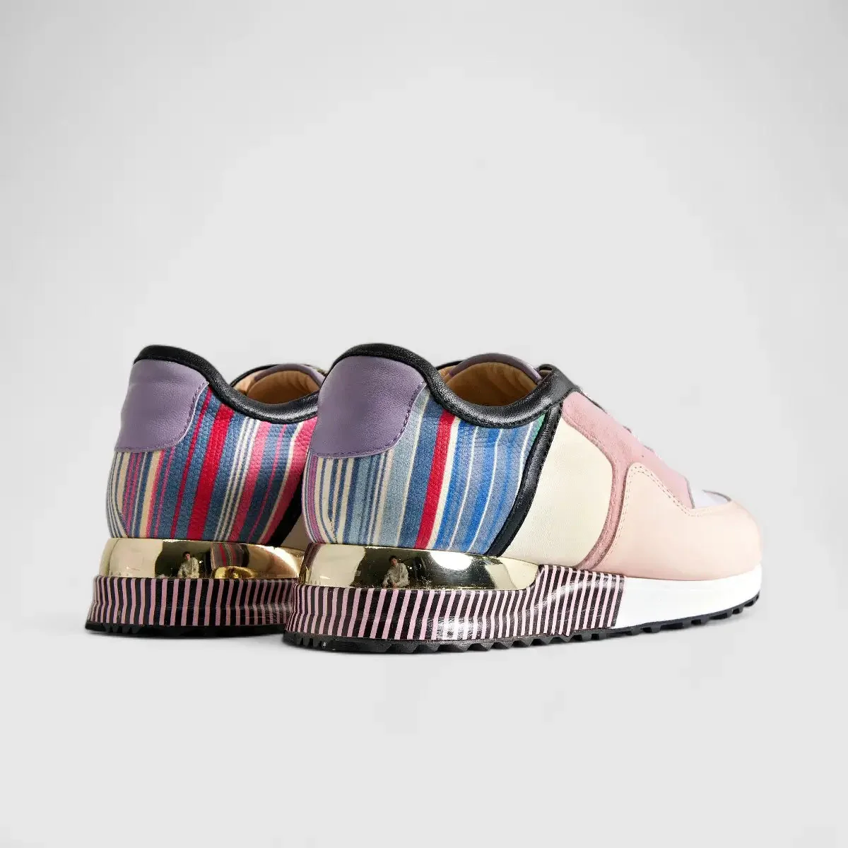 Poletto Ladies Leather Sneaker Pink Multi 4257158 - Image 3
