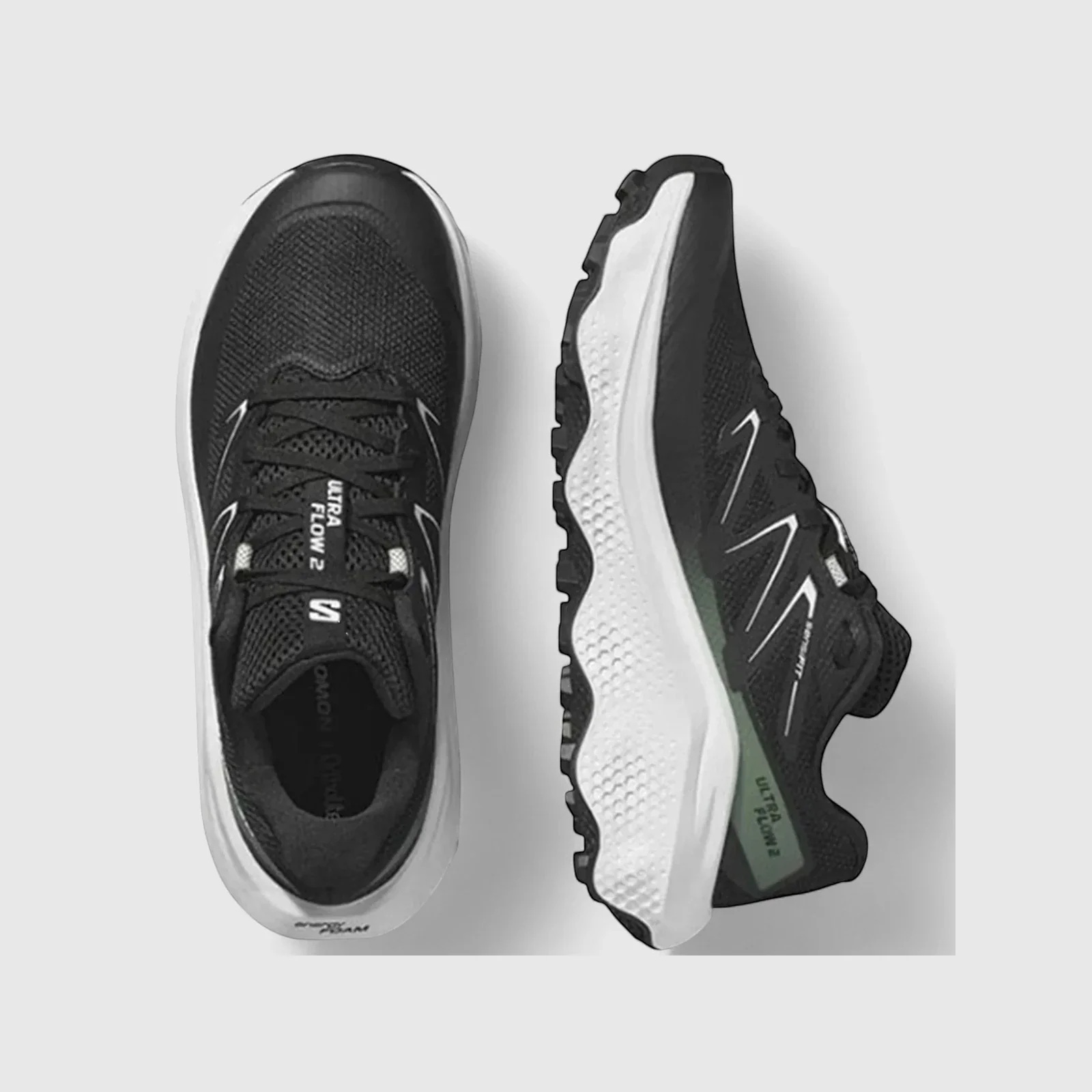 Salomon Men's Sneaker Ultra Flow 2 478835 Black/White/Agave Green SL31 - Image 4