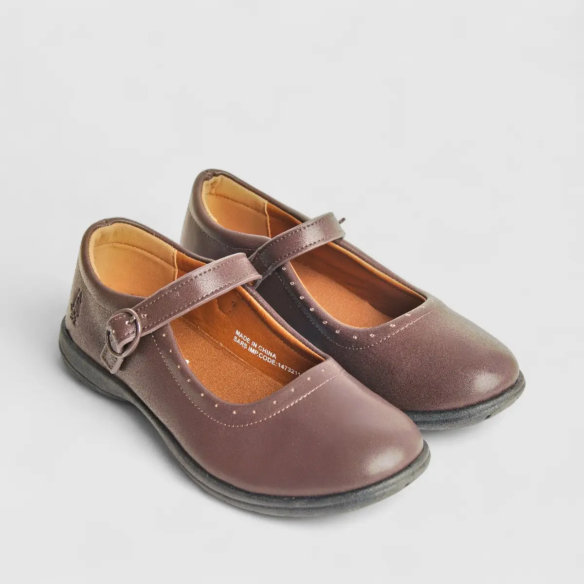 Scala Girls Youths (UK2 TO UK9) Mary Jane Buckle School Shoe HPY00009 Brown HG5 - Image 2