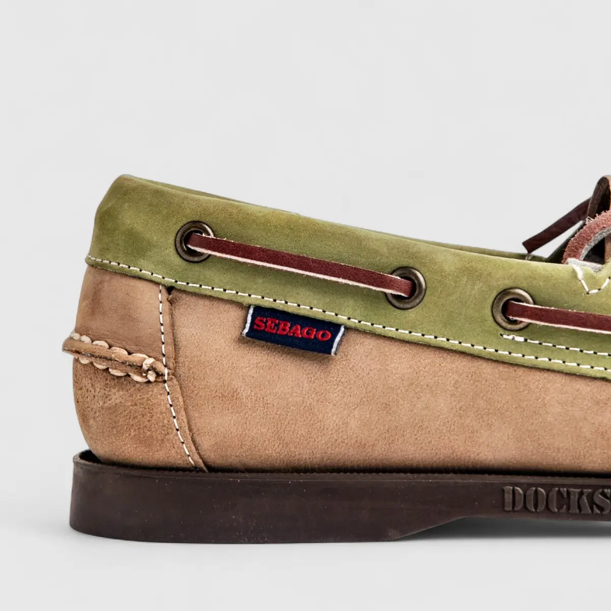 Sebago Men's Docksides Portland Spinnaker Nubuck 7111M2W A17 Beige Green Dk Brown SG34 - Image 5
