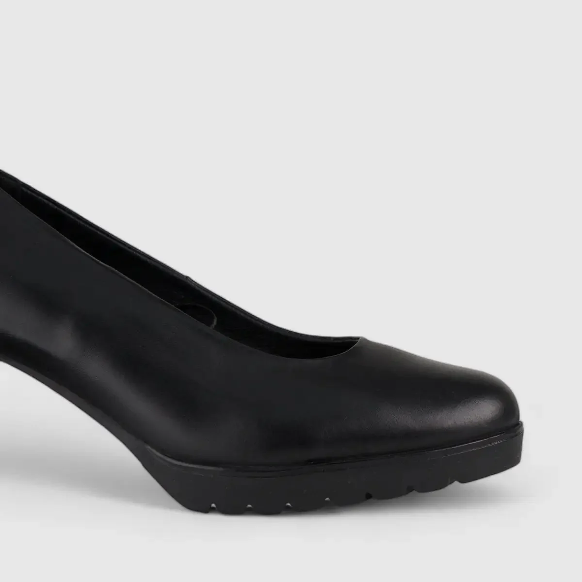 Hush Puppies Ladies Comfort Block Heel Court HPL01111 Shining Black  HL230 - Image 4