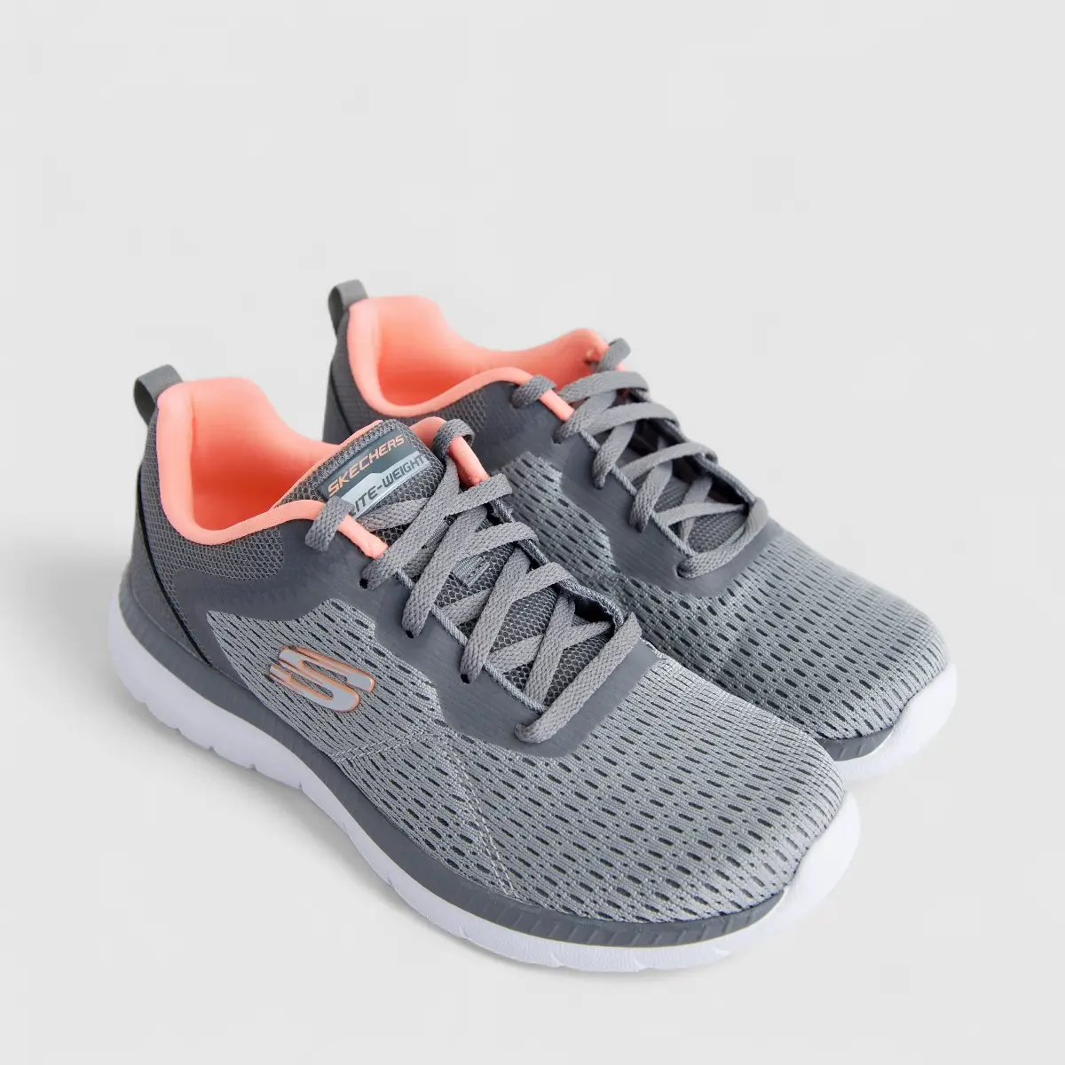 Skechers Ladies Comfort Sneaker Bountiful 12607 Grey Coral SW122 - Image 2