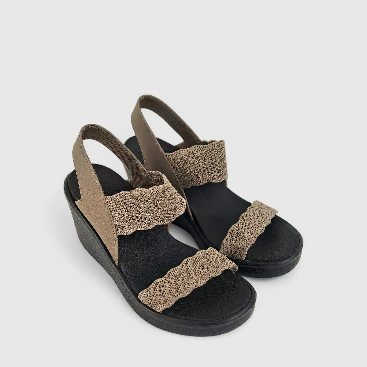 Skechers Ladies Comfort Wedge Sandal Rumble on 119601 Dark Taupe SW75 - Image 2