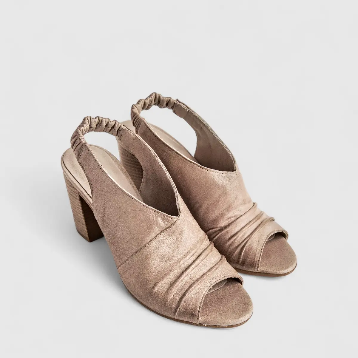 Sofia Mare Ladies Leather Comfort Block Heel Sandal 10834 Beige SF75 - Image 2