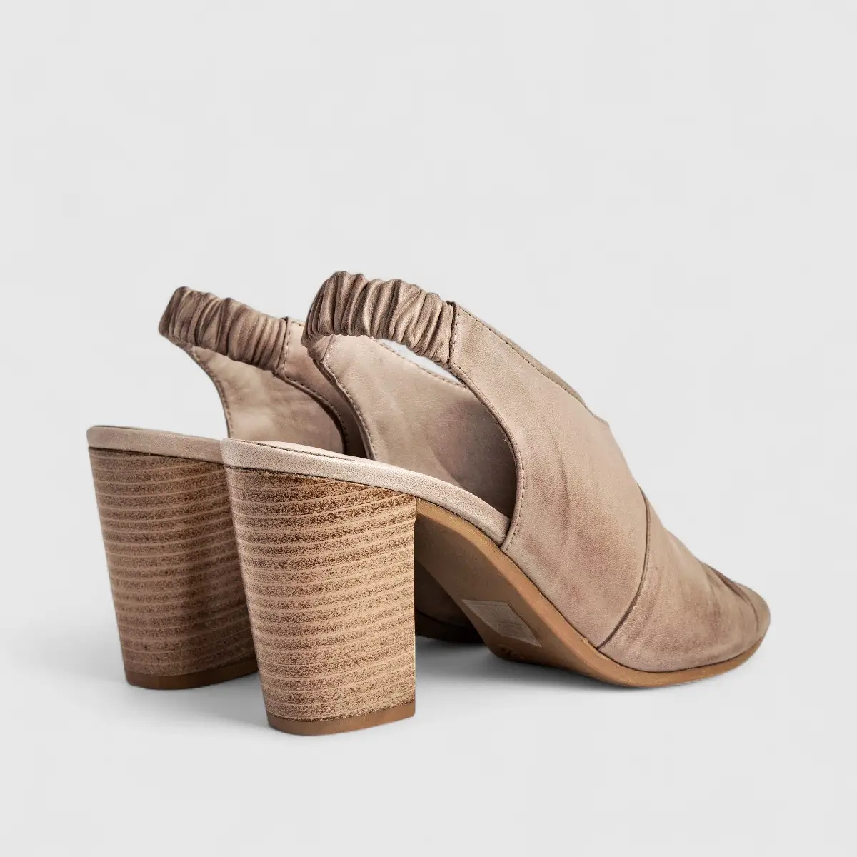 Sofia Mare Ladies Leather Comfort Block Heel Sandal 10834 Beige SF75 - Image 3