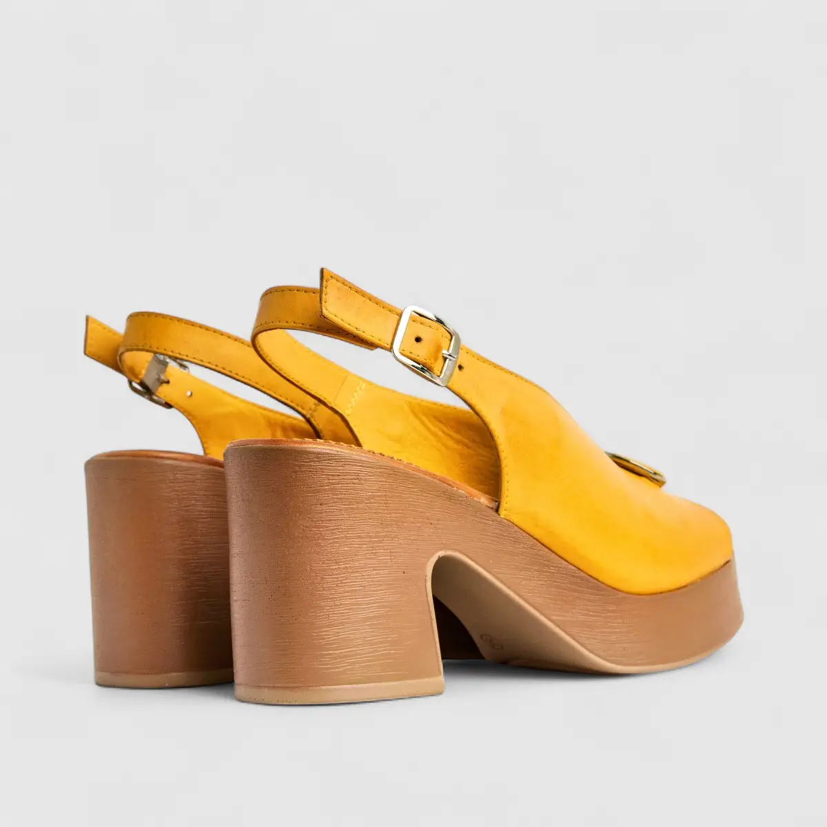 Sofia Mare Ladies Leather Comfort Block Heel Sandal 11824 Yellow SF84 - Image 3