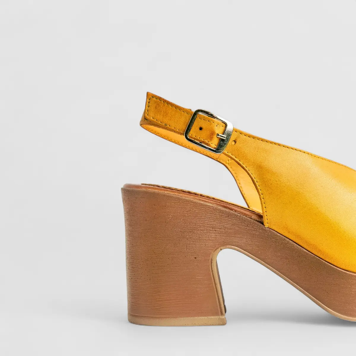 Sofia Mare Ladies Leather Comfort Block Heel Sandal 11824 Yellow SF84 - Image 4