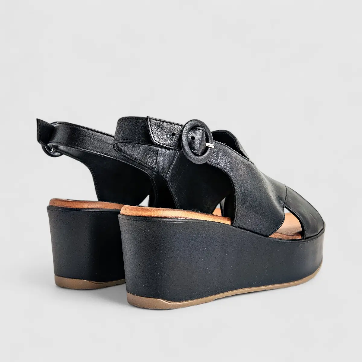Sofia Mare Ladies Leather Comfort Wedge Sandal 11841 Black SF87 - Image 3