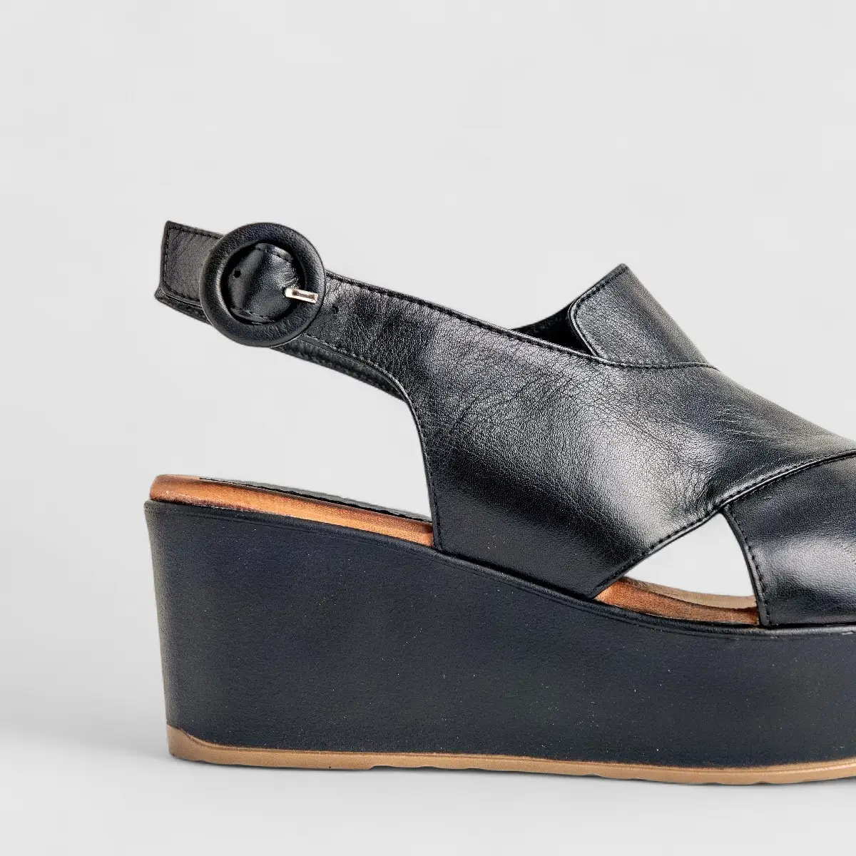 Sofia Mare Ladies Leather Comfort Wedge Sandal 11841 Black SF87 - Image 5