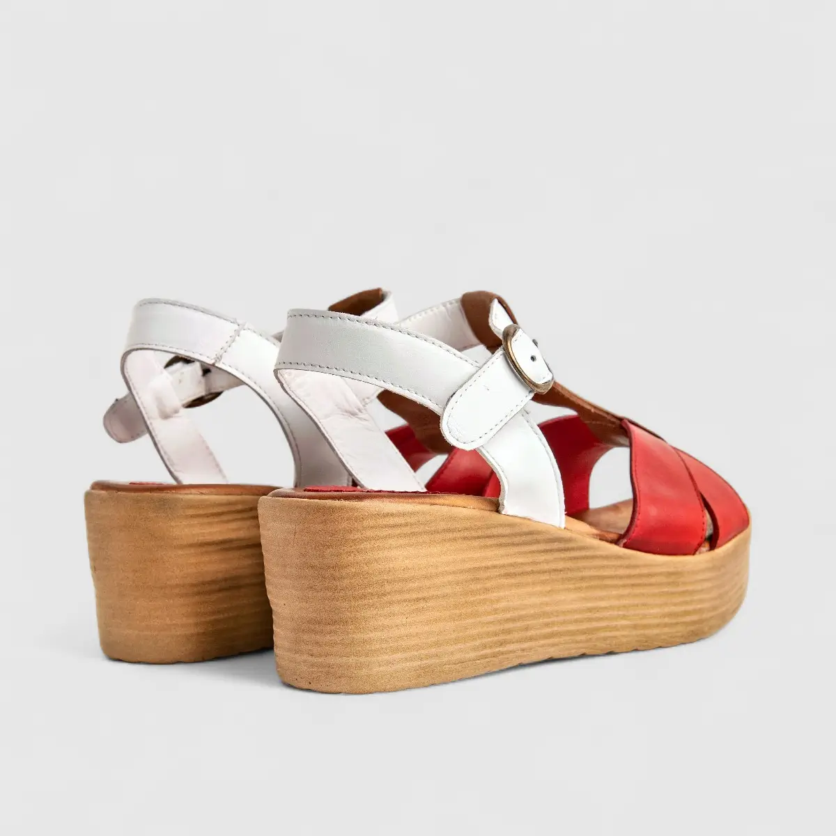 Sofia Mare Ladies Leather Comfort Wedge Sandal 11881XG White Multi SF83 - Image 3
