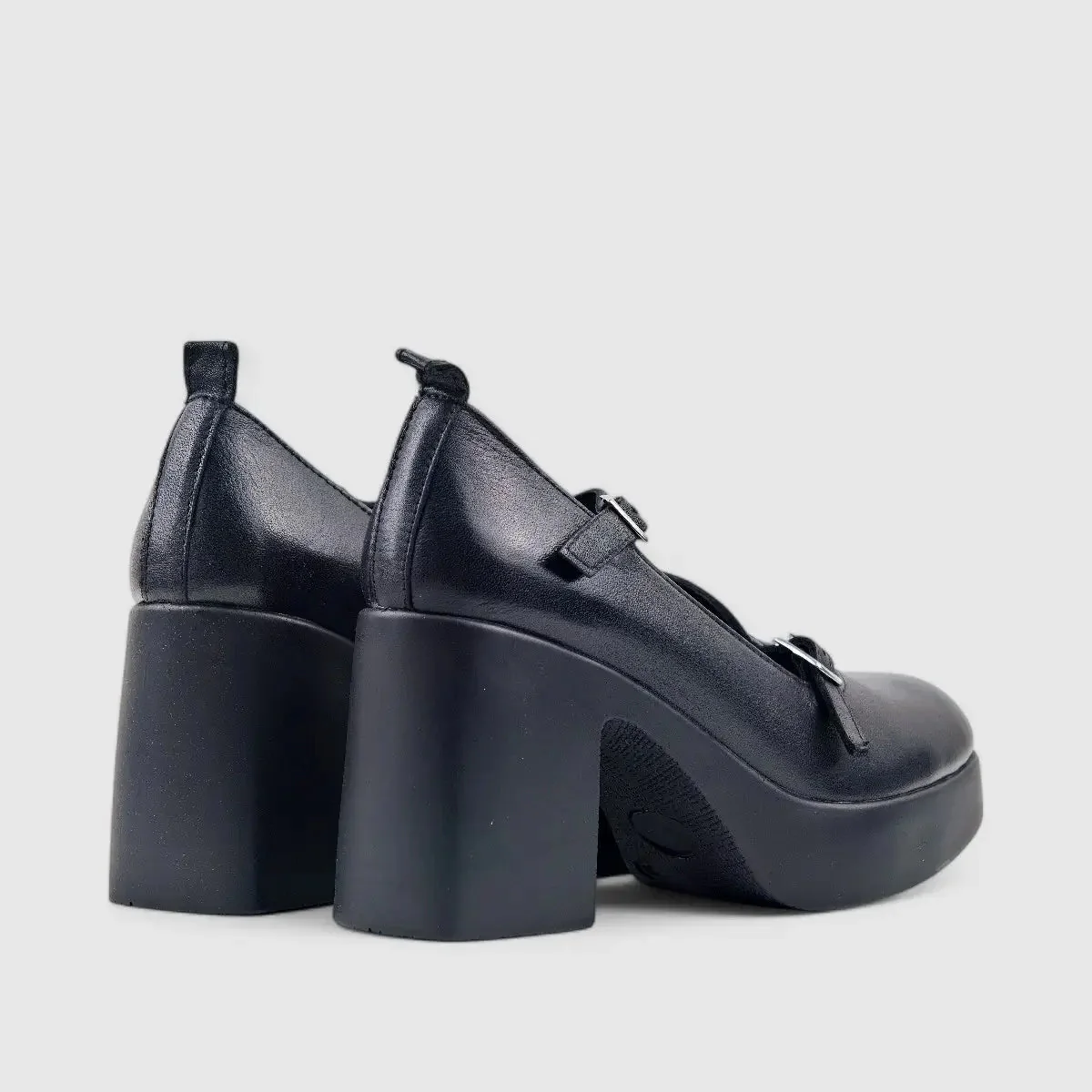 Sofia Mare Leather Block Heel Black 11709 - Image 3