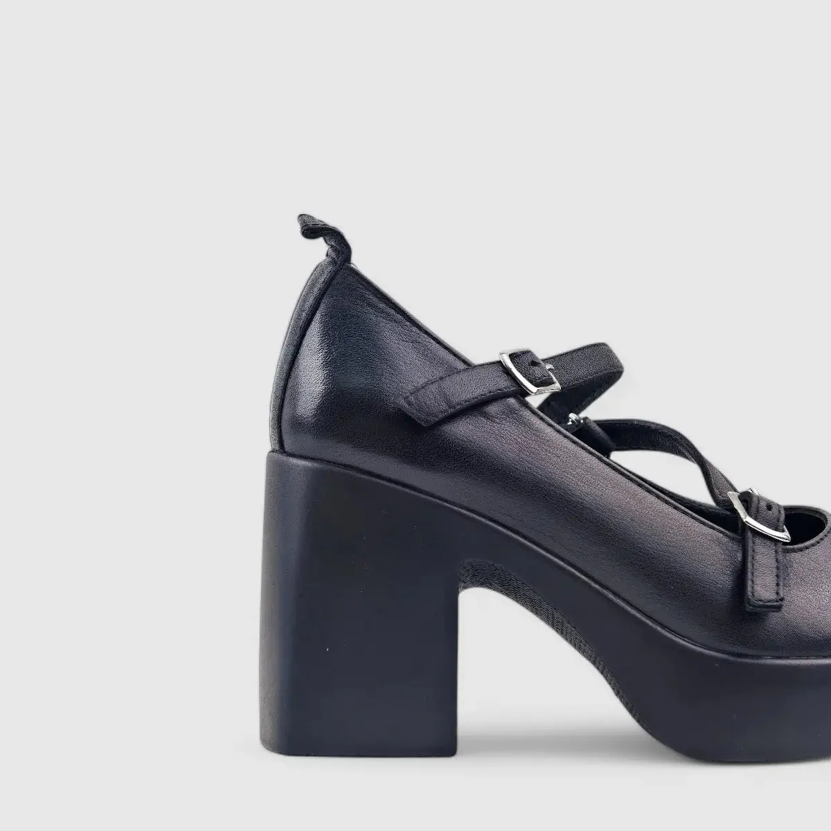Sofia Mare Leather Block Heel Black 11709 - Image 5