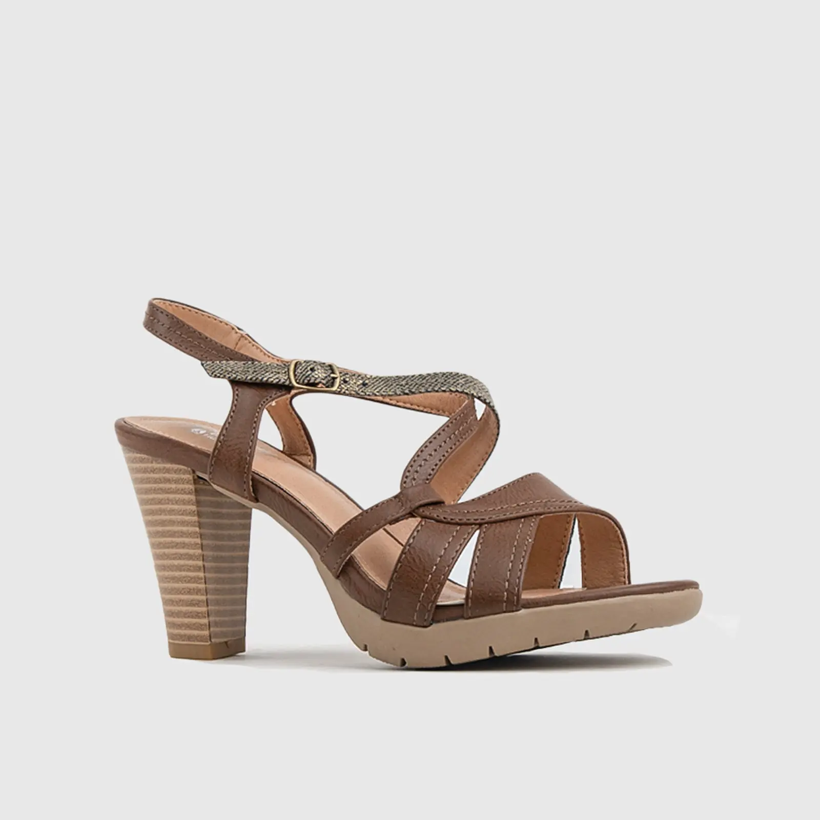 Hush Puppies Soft Style Ladies Comfort Block Heel Sandal Evette SSL01197 Taupe SS314 - Image 2