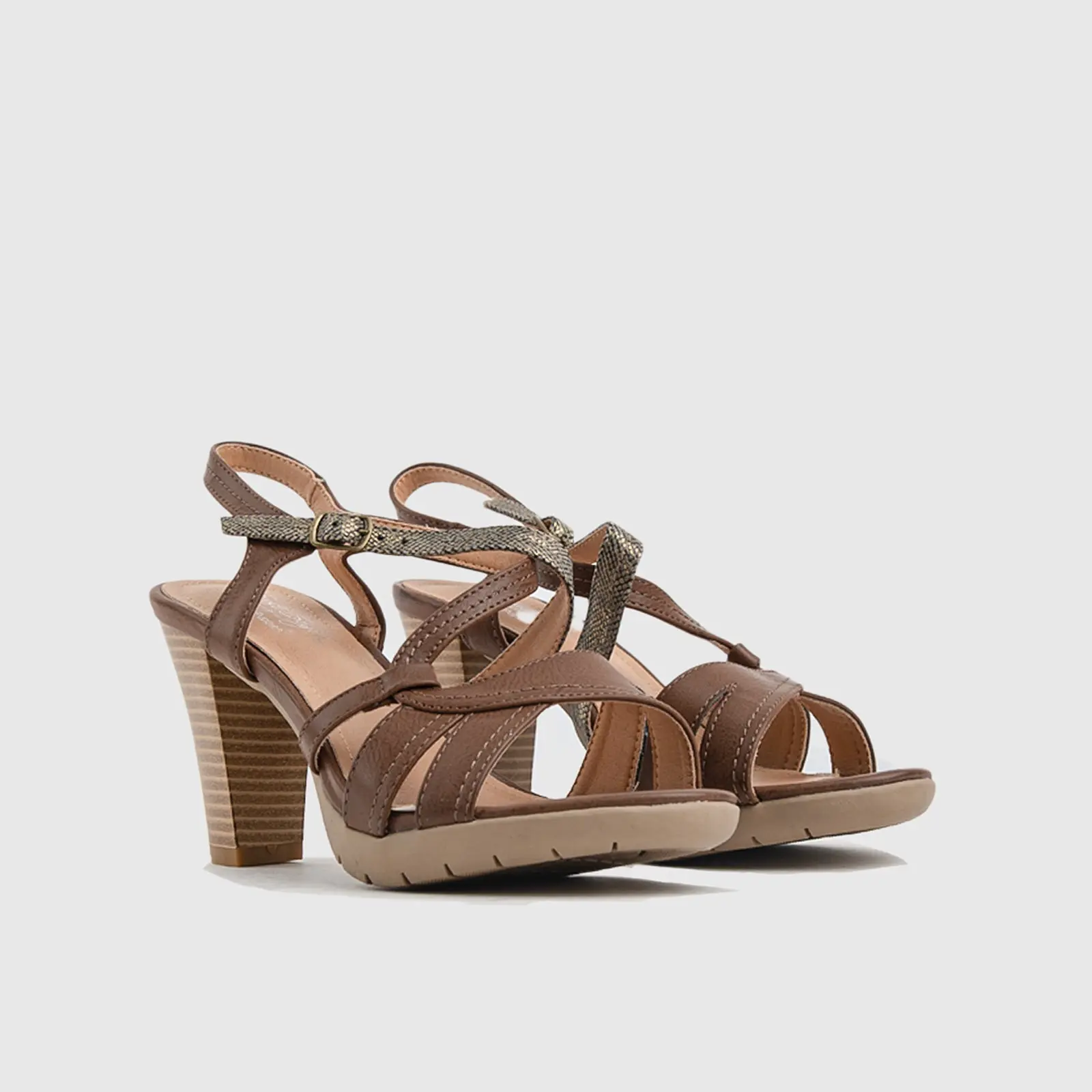 Hush Puppies Soft Style Ladies Comfort Block Heel Sandal Evette SSL01197 Taupe SS314 - Image 3