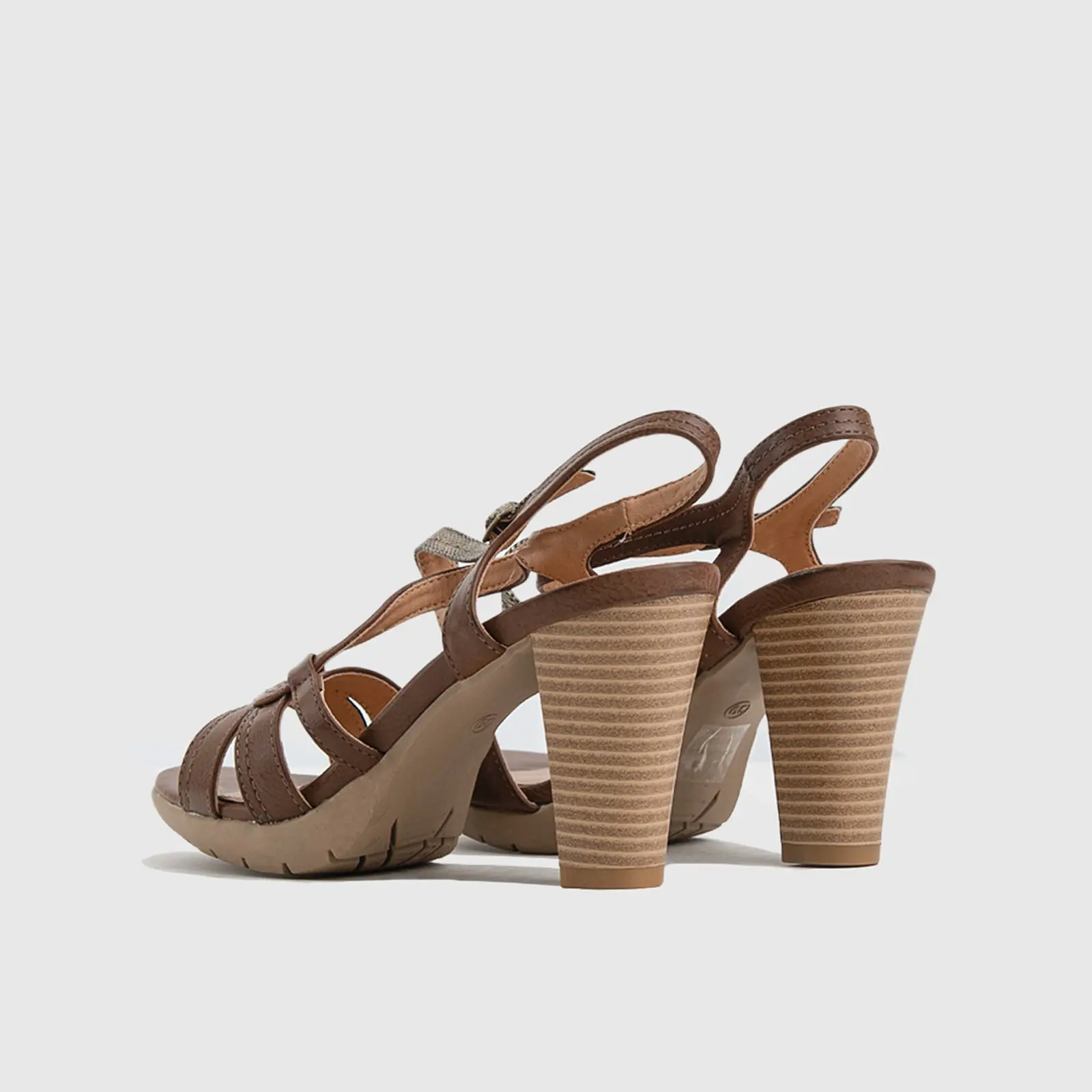 Hush Puppies Soft Style Ladies Comfort Block Heel Sandal Evette SSL01197 Taupe SS314 - Image 4