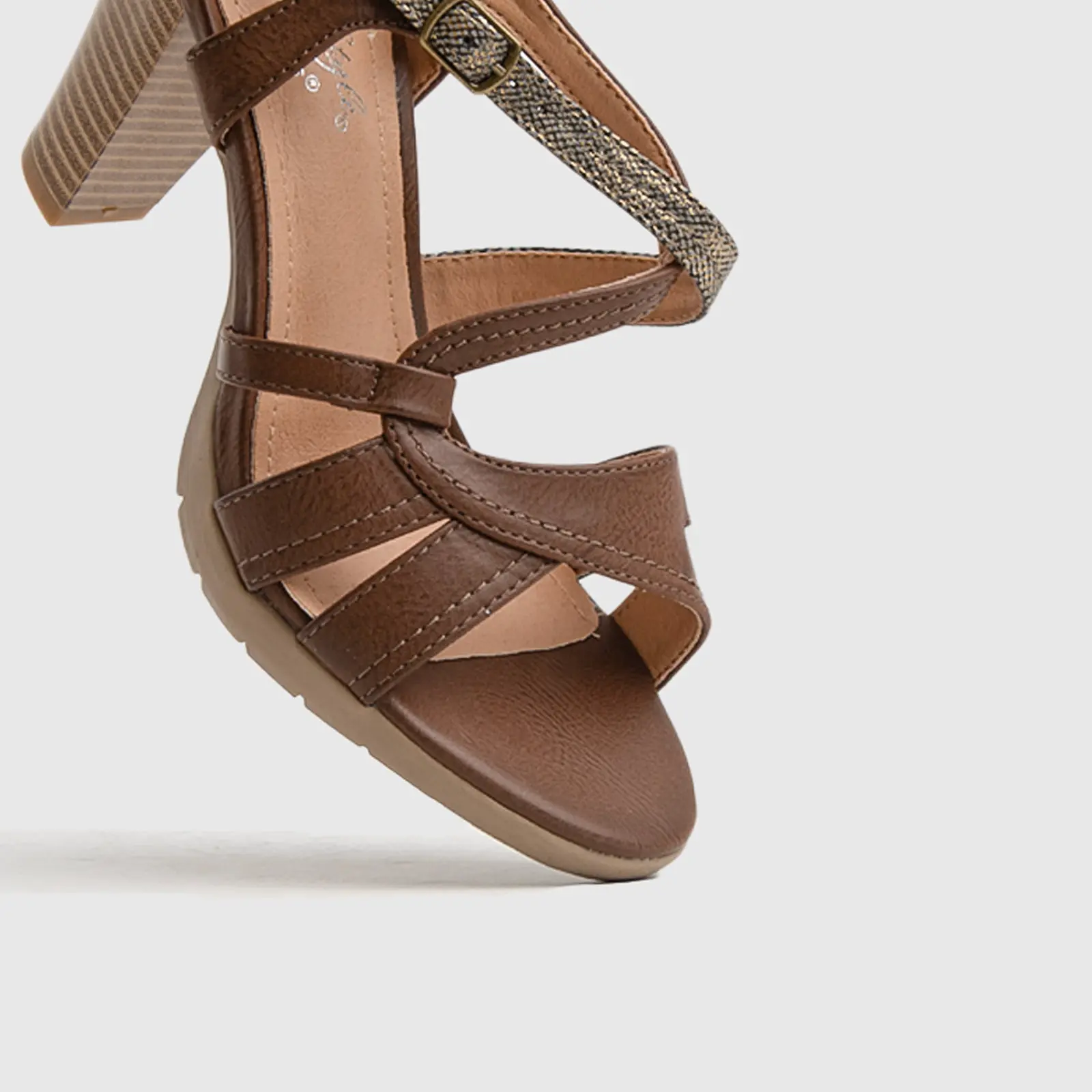 Hush Puppies Soft Style Ladies Comfort Block Heel Sandal Evette SSL01197 Taupe SS314 - Image 5