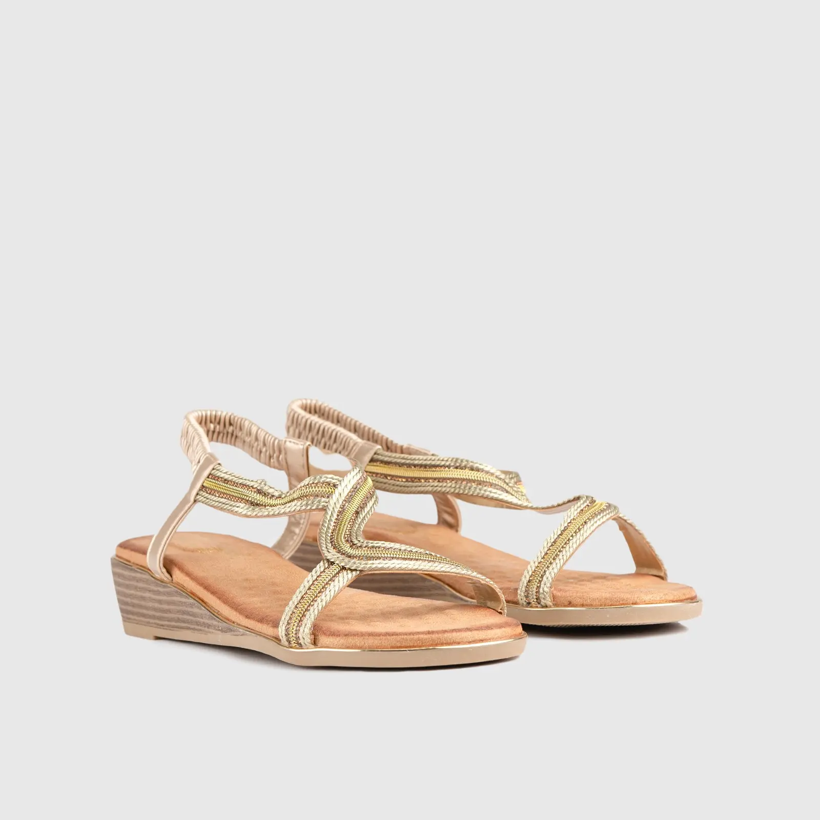 Soft Style Naila Flat Comfort Sandal Gold 01484 - Image 2