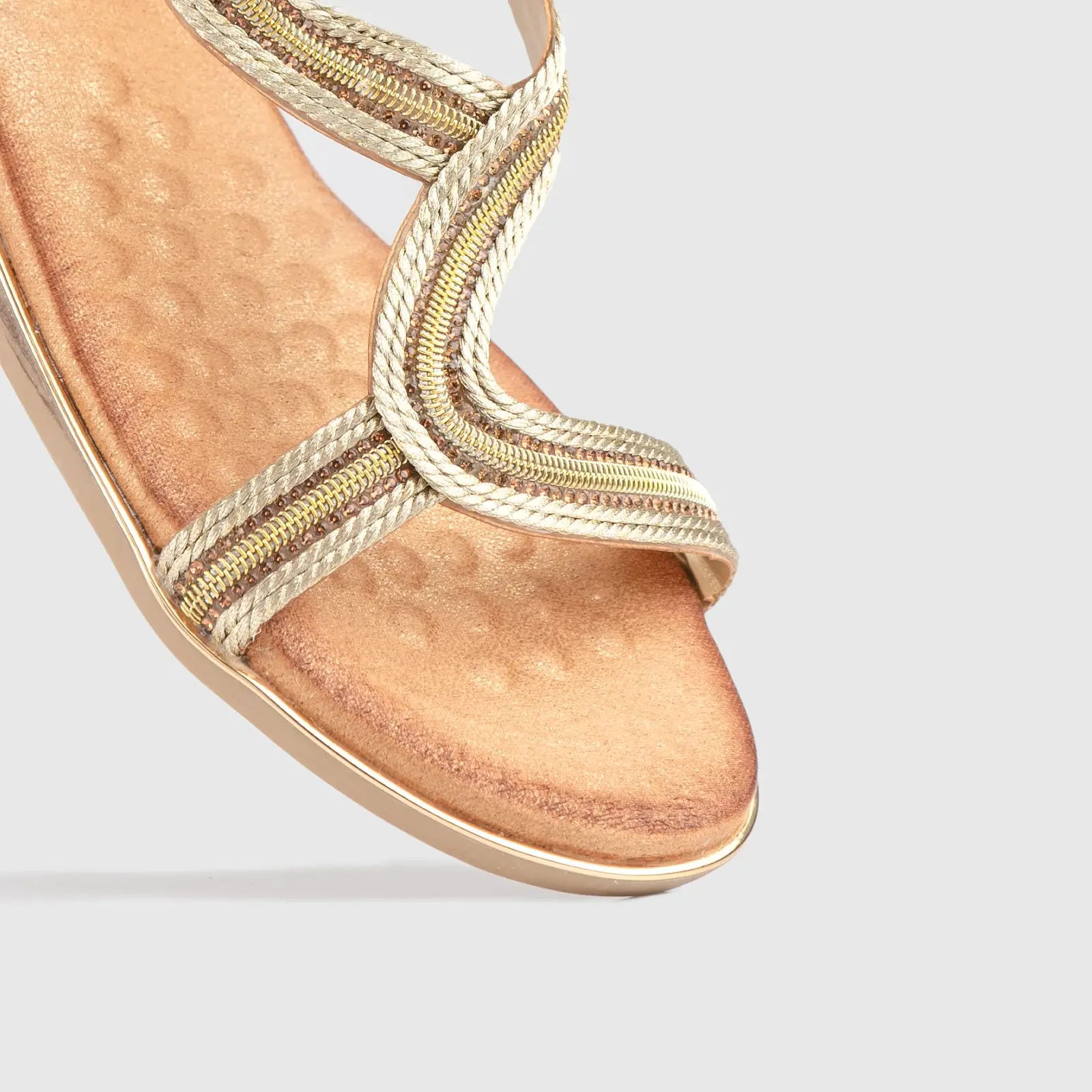 Soft Style Naila Flat Comfort Sandal Gold 01484 - Image 5