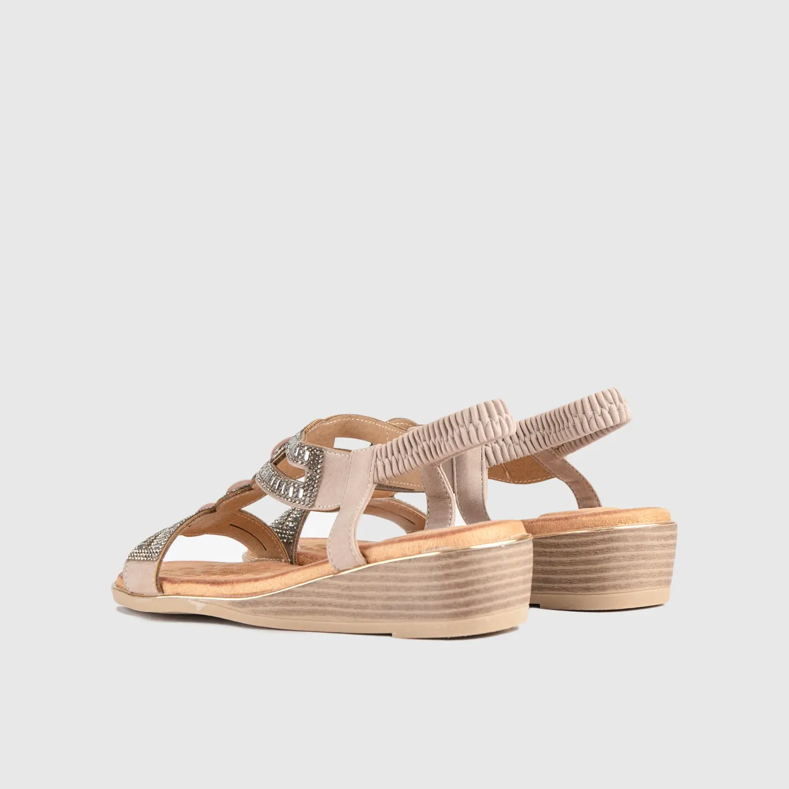 Soft Style Nakia Wedge Comfort Sandal Beige 01485 - Image 3