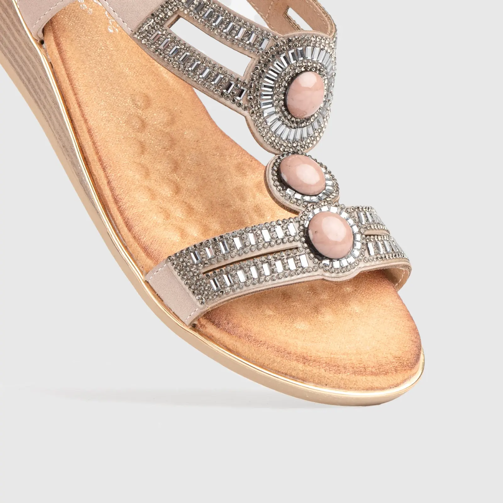 Soft Style Nakia Wedge Comfort Sandal Beige 01485 - Image 5