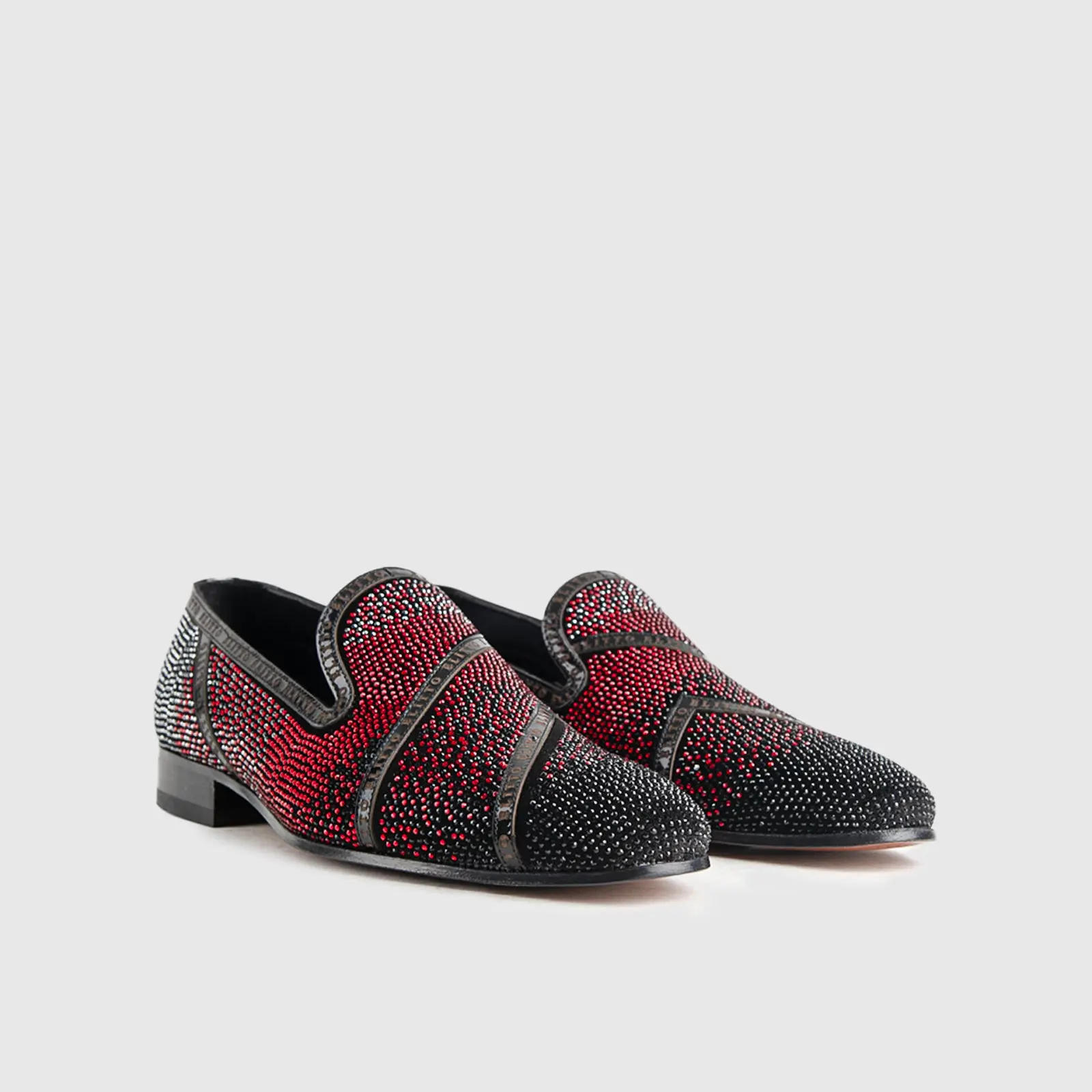 Statement Dress Loafers 3606 Black-Red Stones - Image 3